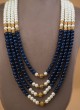 White And Navy Blue Layered Mala For Men